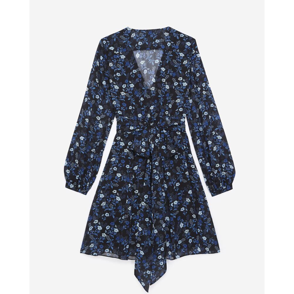 The Kooples Short Tie Waist Dress in Floral Blue Poppy Print - Picture 5 of 13